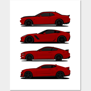 AMERICAN MUSCLE DARK-RED Posters and Art